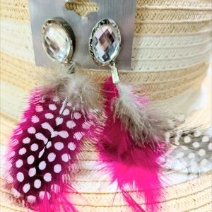 Feather and Crystal Earrings